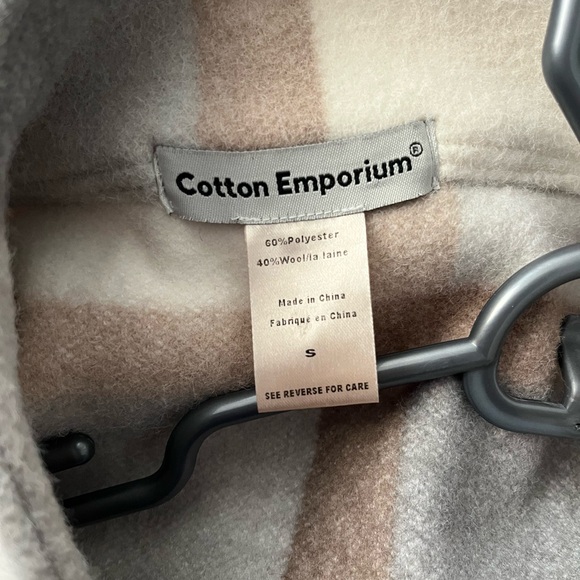 Cotton Emporium Plaid Wool Shacket in Cream, Gray, and Brown - Picture 7 of 7